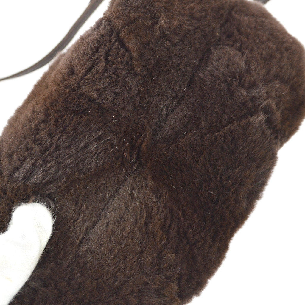 Chanel Fur Bucket Shoulder Bag Brown