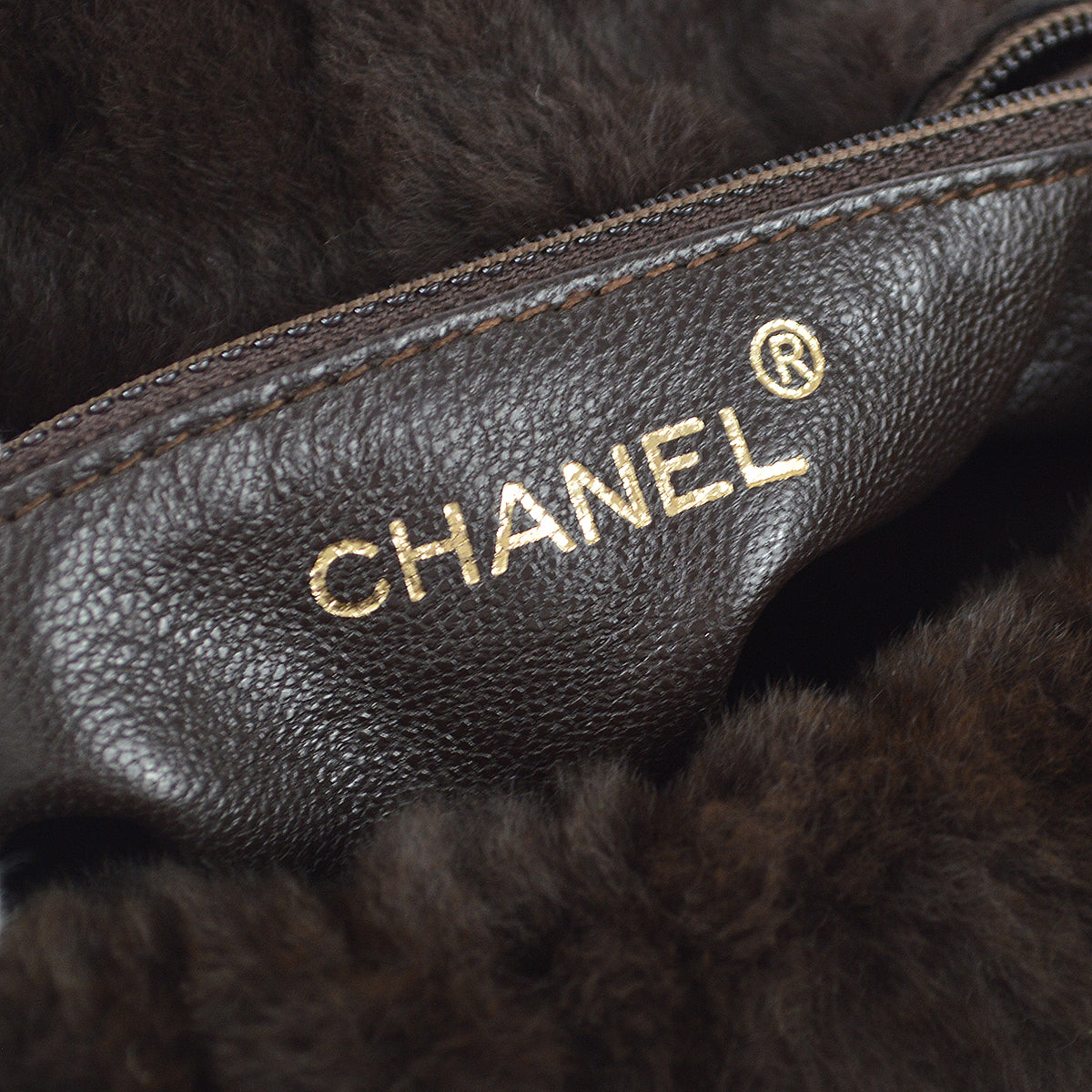 Chanel Fur Bucket Shoulder Bag Brown