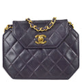 Chanel 1989-1991 Octagon Flap Bag Mini Purple Lambskin