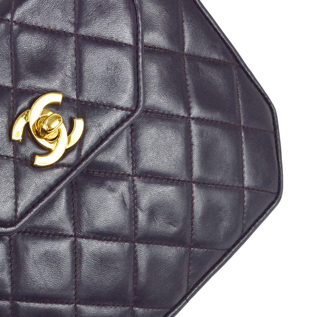 Chanel 1989-1991 Octagon Flap Bag Mini Purple Lambskin