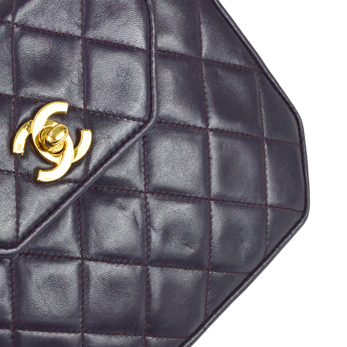 Chanel 1989-1991 Octagon Flap Bag Mini Purple Lambskin
