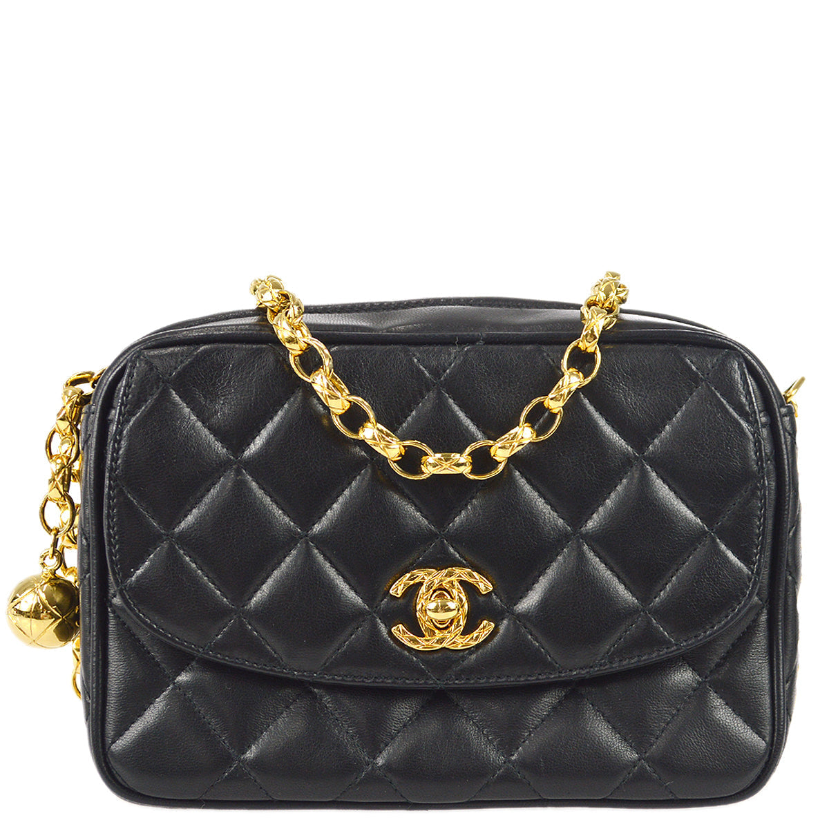 Chanel Classic Flap Bijou Chain Shoulder Bag Black Lambskin