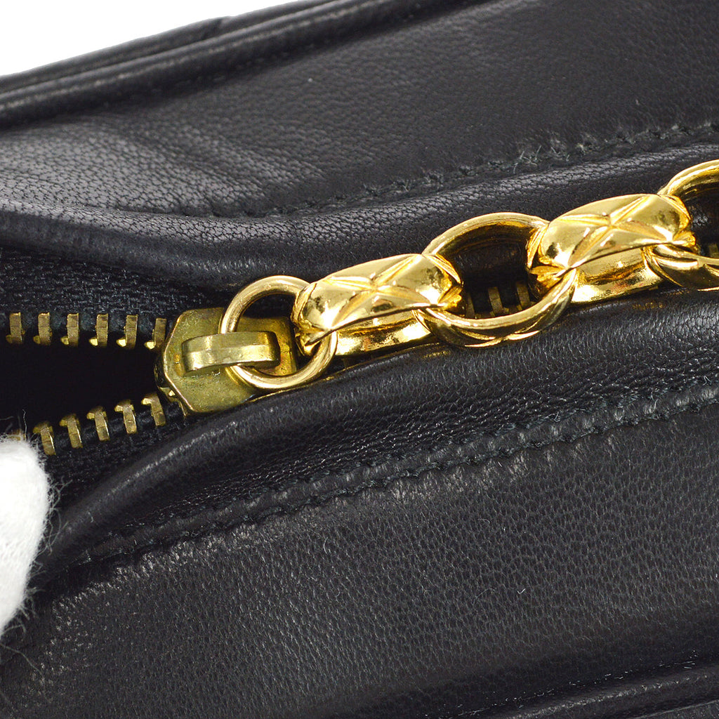 Chanel Classic Flap Bijou Chain Shoulder Bag Black Lambskin