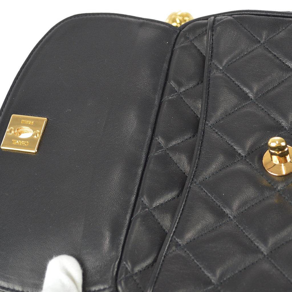 Chanel Classic Flap Bijou Chain Shoulder Bag Black Lambskin