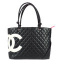 Chanel Cambon Ligne Tote Handbag Black Calfskin