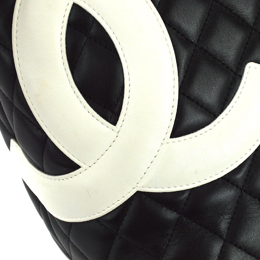 Chanel Cambon Ligne Tote Handbag Black Calfskin