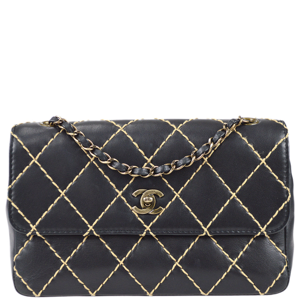 Chanel Wild Stitch Straight Flap Chain Shoulder Bag Calfskin