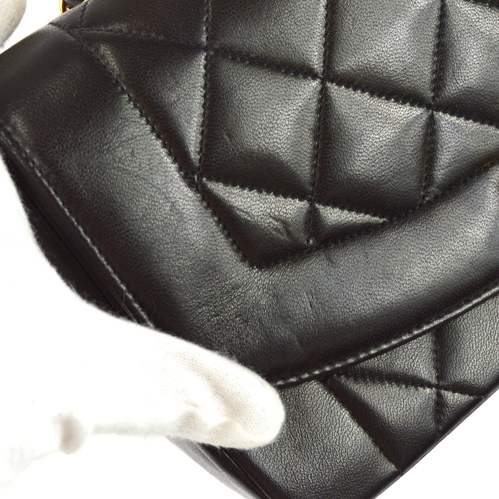 Chanel 1994-1996 Black Lambskin Medium Diana Flap Bag