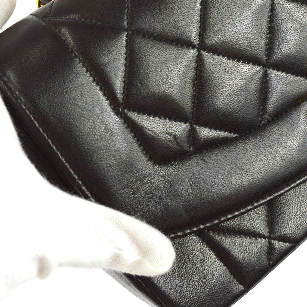 Chanel 1994-1996 Black Lambskin Medium Diana Flap Bag