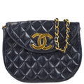 Chanel Single Chain Shoulder Bag Navy Lambskin