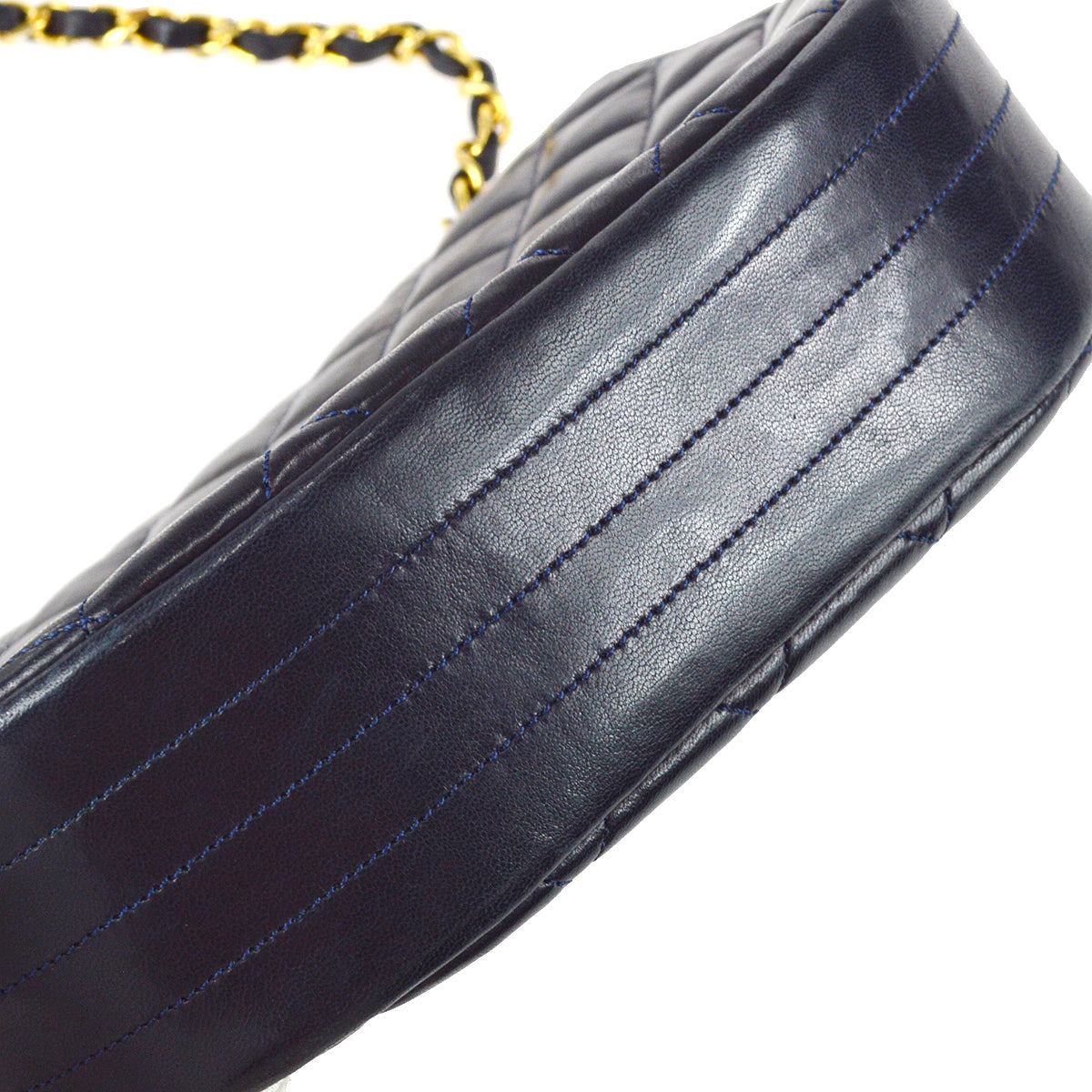 Chanel Single Chain Shoulder Bag Navy Lambskin