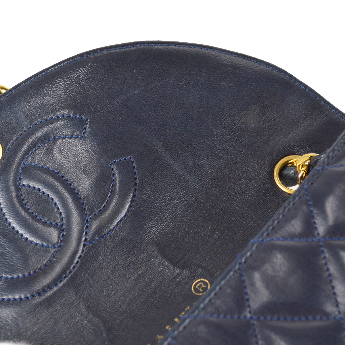 Chanel Single Chain Shoulder Bag Navy Lambskin