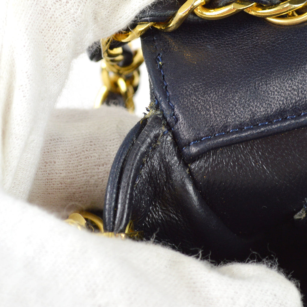 Chanel Single Chain Shoulder Bag Navy Lambskin