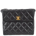 Chanel Straight Flap Shoulder Bag Black Lambskin
