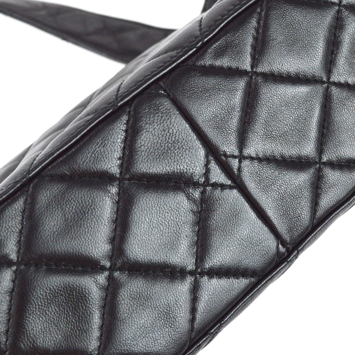 Chanel Straight Flap Shoulder Bag Black Lambskin