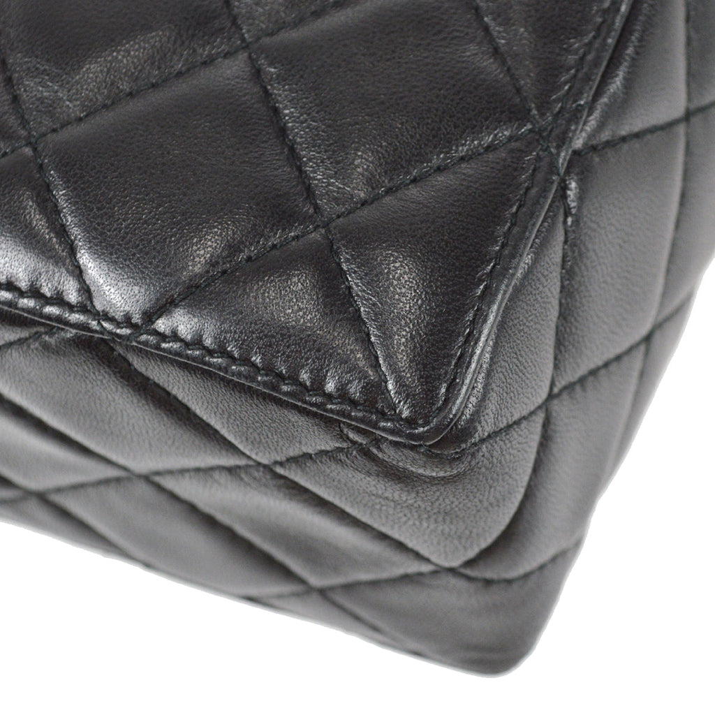 Chanel Straight Flap Shoulder Bag Black Lambskin