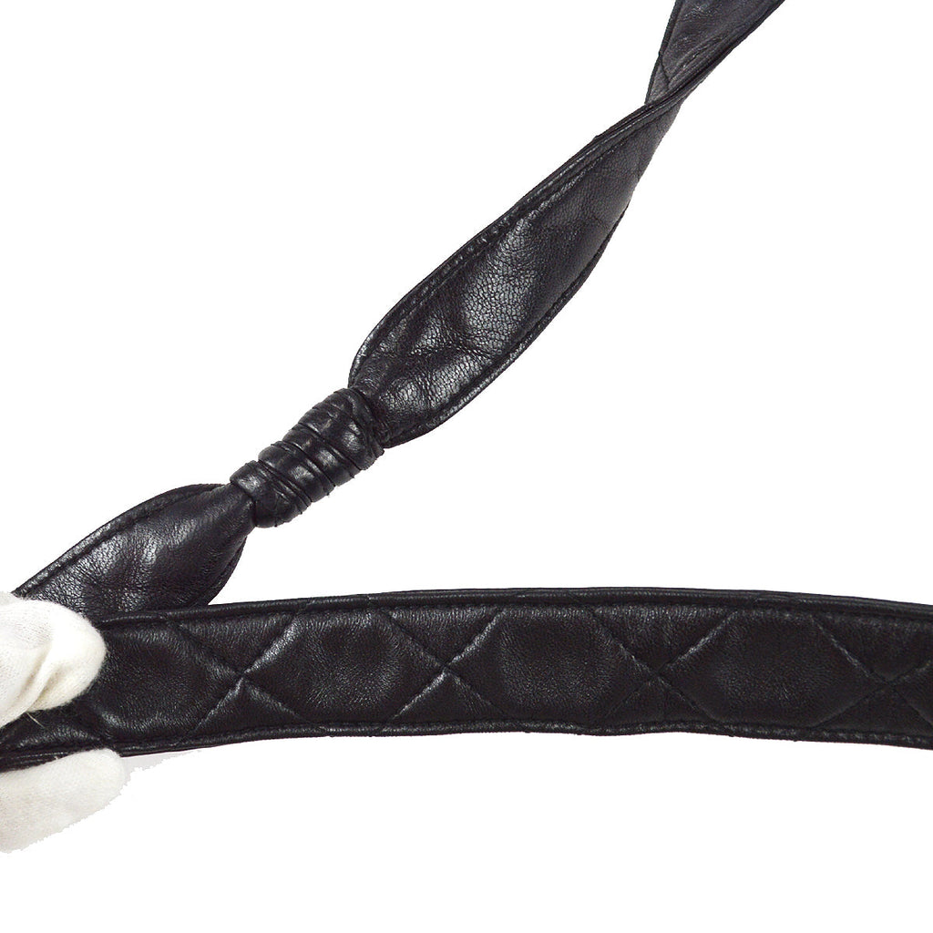 Chanel Straight Flap Shoulder Bag Black Lambskin
