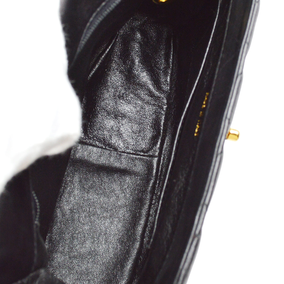 Chanel Straight Flap Shoulder Bag Black Lambskin