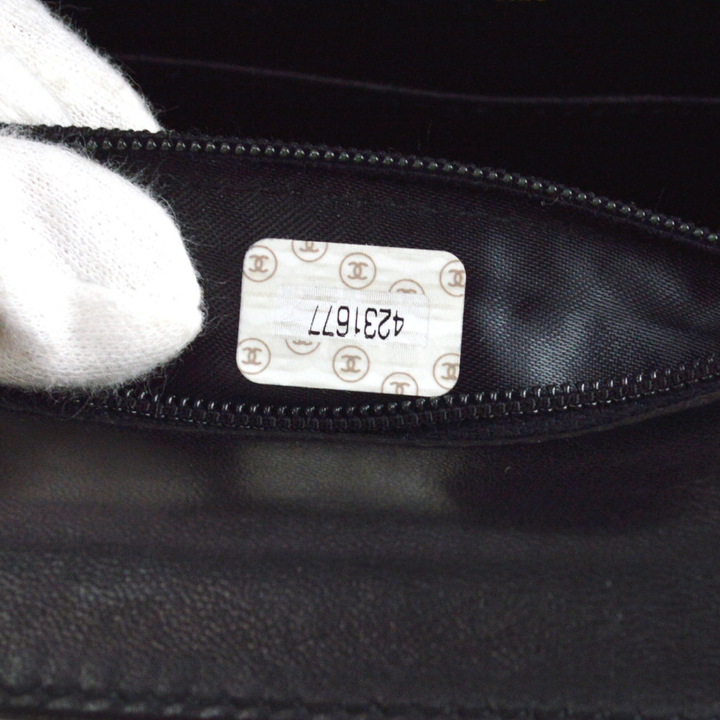 Chanel Straight Flap Shoulder Bag Black Lambskin
