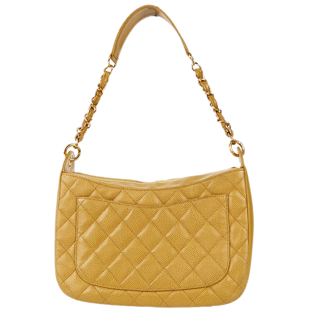 Chanel Hobo Chain Handbag Beige Caviar