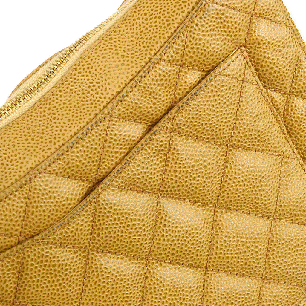 Chanel Hobo Chain Handbag Beige Caviar