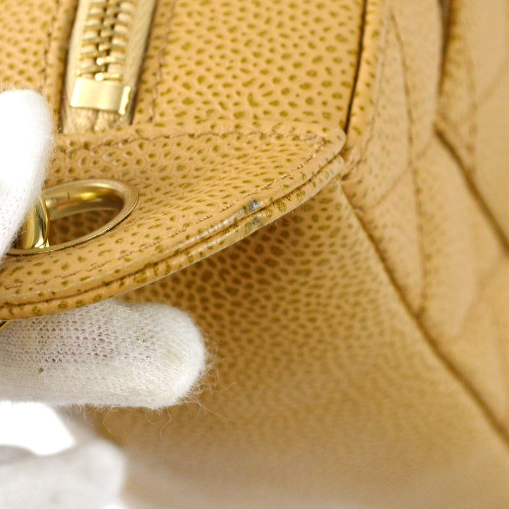 Chanel Hobo Chain Handbag Beige Caviar
