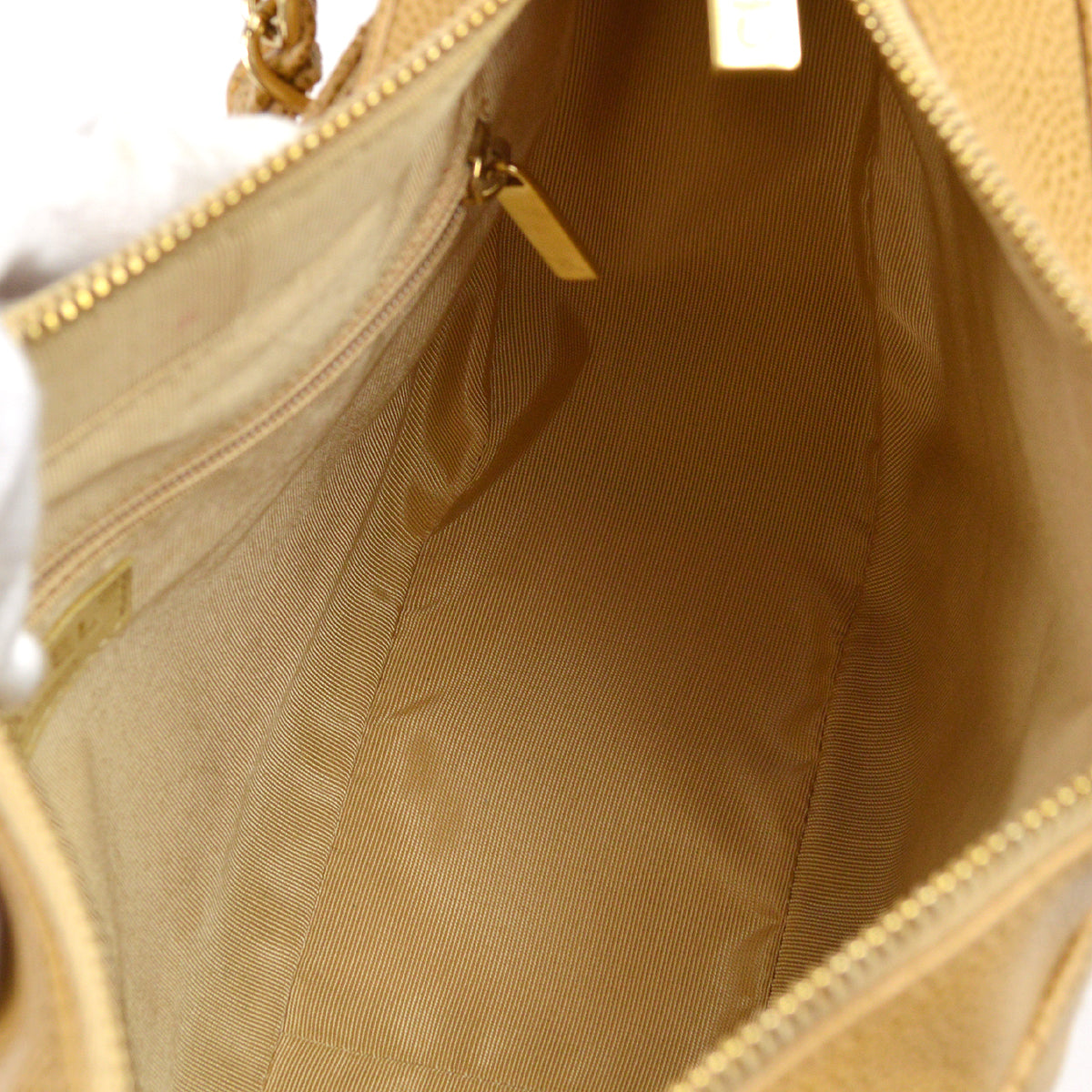 Chanel Hobo Chain Handbag Beige Caviar