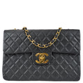 Chanel Classic Flap Maxi Chain Shoulder Bag Black Lambskin