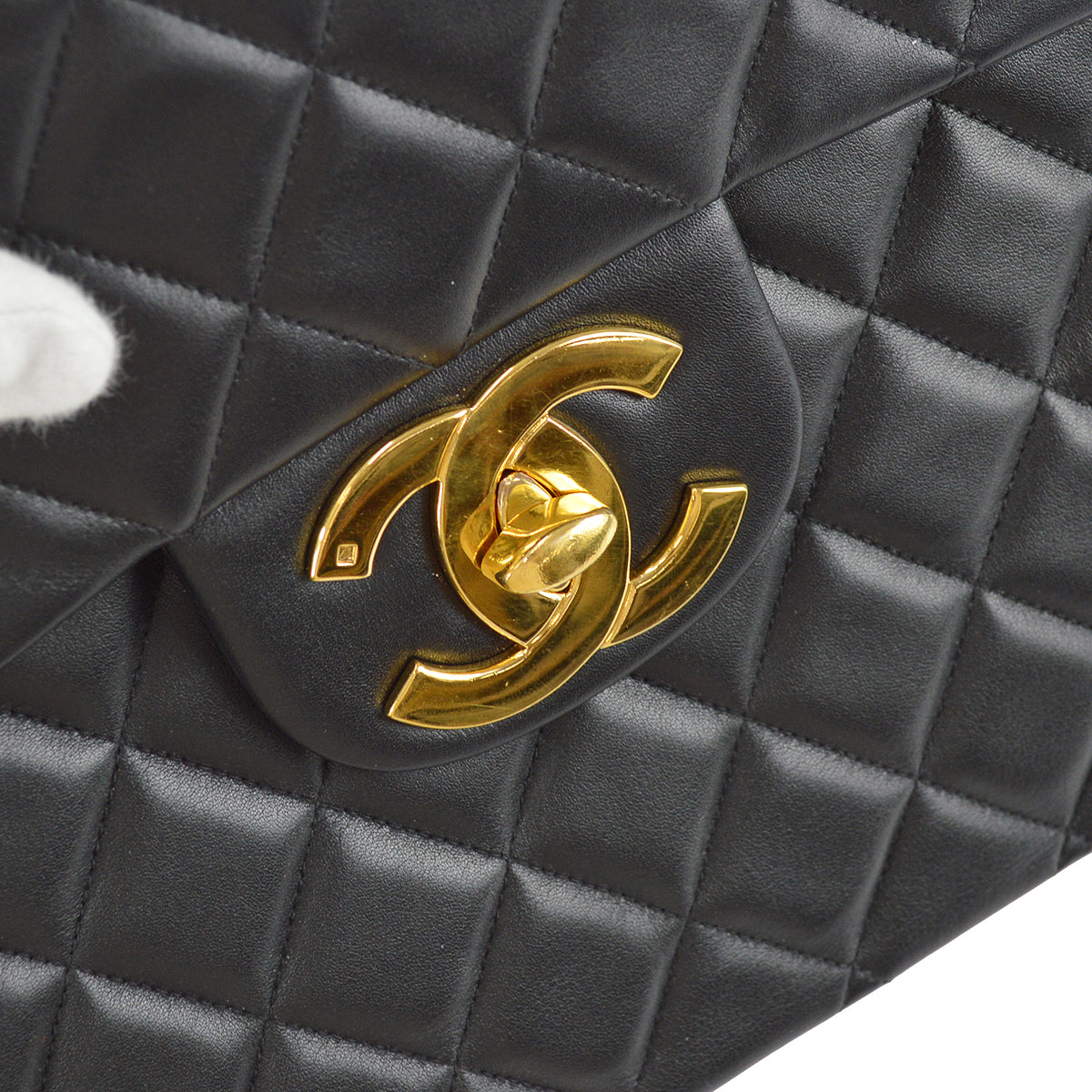 Chanel Classic Flap Maxi Chain Shoulder Bag Black Lambskin