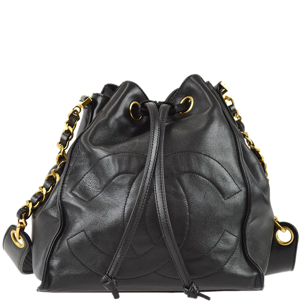 Chanel Bucket Shoulder Bag Black Lambskin