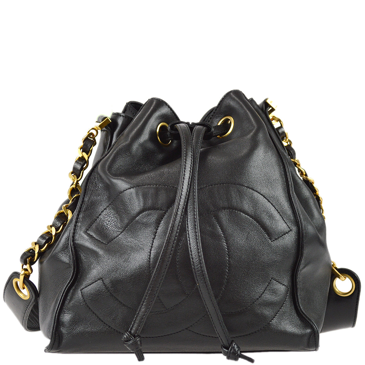Chanel Bucket Shoulder Bag Black Lambskin