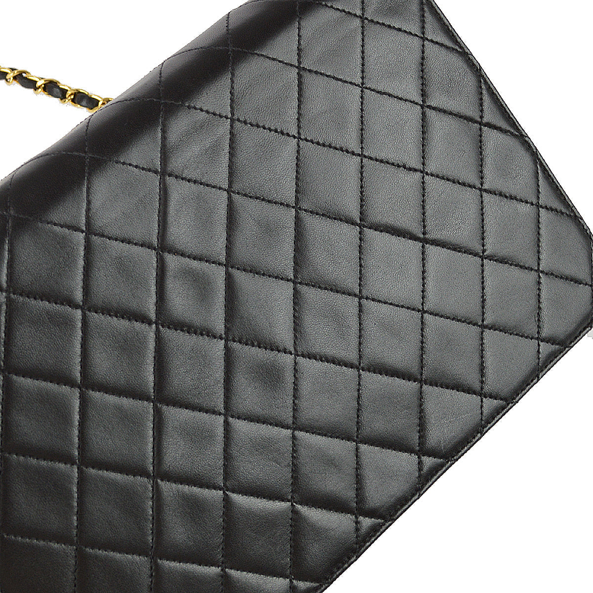 Chanel 1997-1999 Classic Single Flap Medium Shoulder Bag Black Lambskin