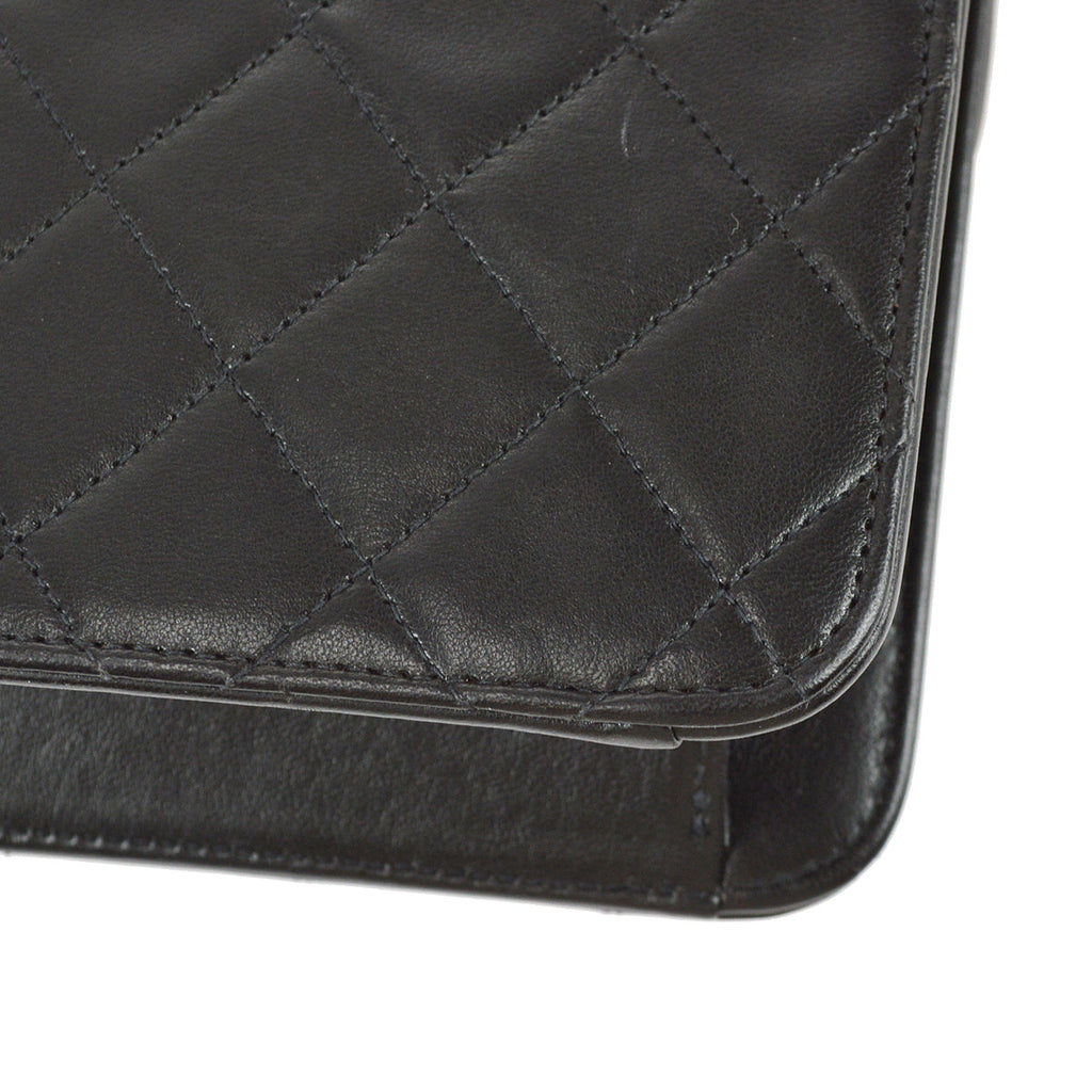 Chanel 1997-1999 Classic Single Flap Medium Shoulder Bag Black Lambskin