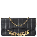 Chanel Choco Bar Icon Rhinestone Chain Shoulder Bag Black Lambskin