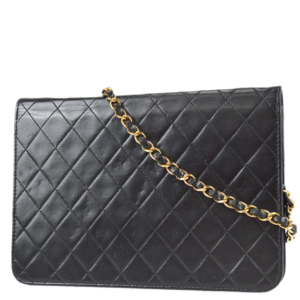 Chanel 1997-1999 Classic Single Flap Medium Shoulder Bag Black Lambskin