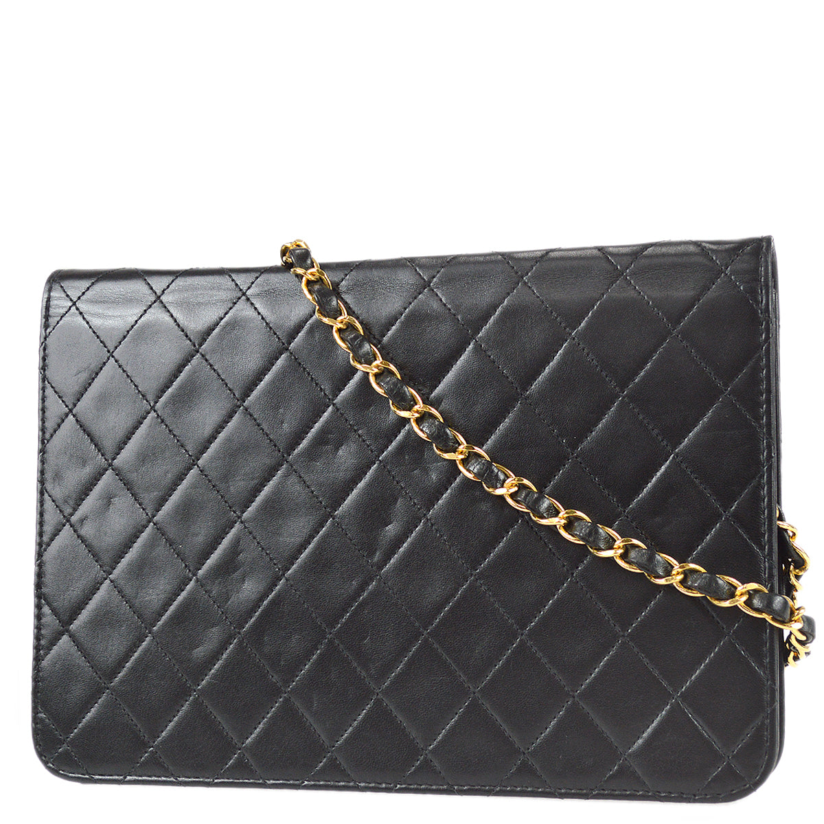 Chanel 1997-1999 Classic Single Flap Medium Shoulder Bag Black Lambskin