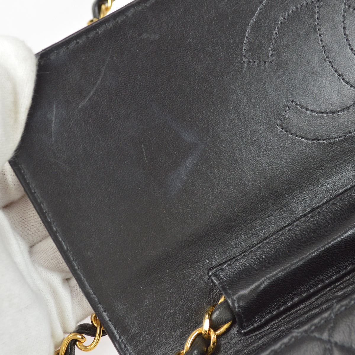 Chanel 1997-1999 Classic Single Flap Medium Shoulder Bag Black Lambskin