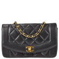 Chanel 1996-1997 Small Diana Chain Shoulder Bag Black Lambskin
