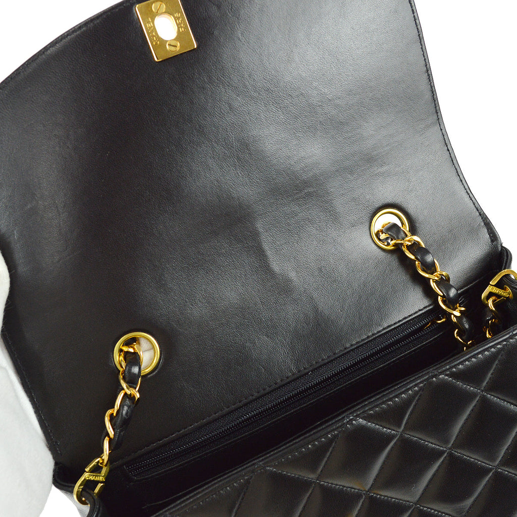 Chanel 1996-1997 Small Diana Chain Shoulder Bag Black Lambskin