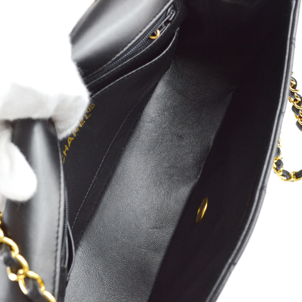 Chanel 1996-1997 Small Diana Chain Shoulder Bag Black Lambskin