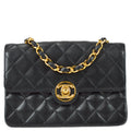 Chanel Classic Flap Chain Shoulder Bag Black Lambskin