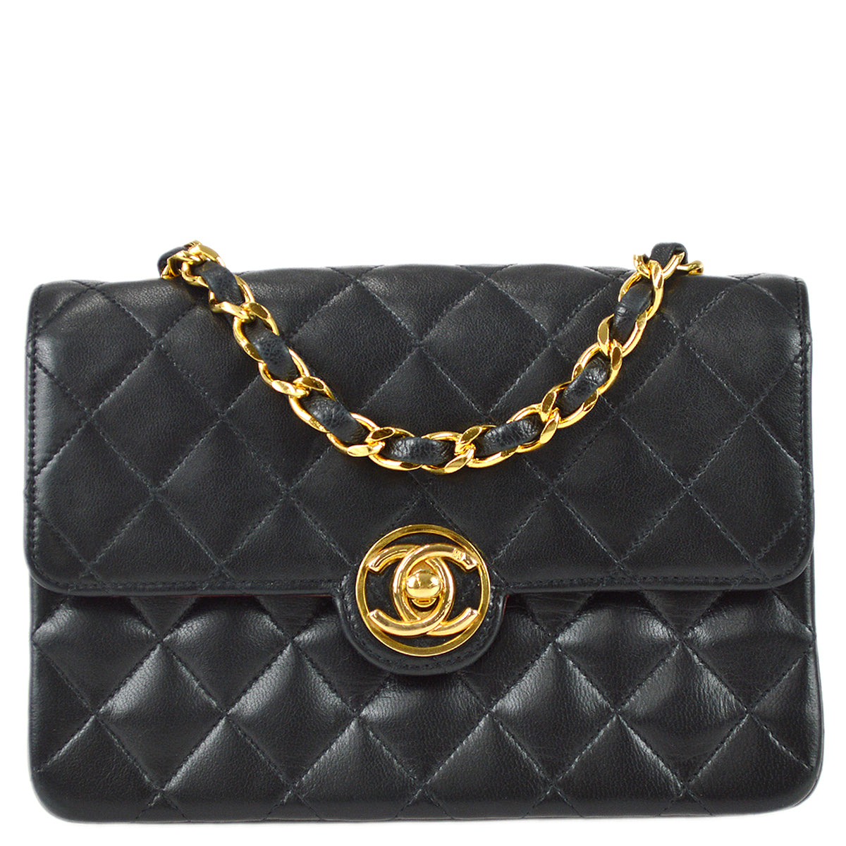 Chanel Classic Flap Chain Shoulder Bag Black Lambskin