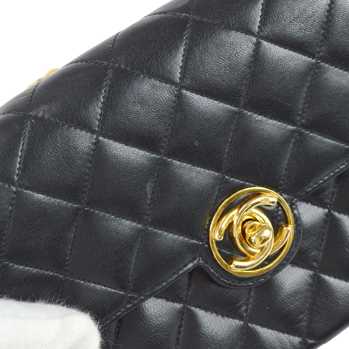 Chanel Classic Flap Chain Shoulder Bag Black Lambskin