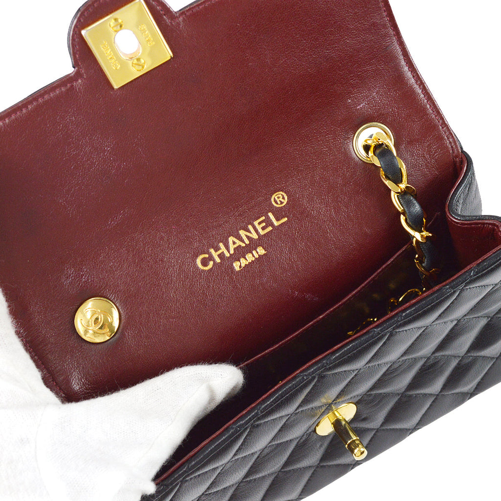 Chanel Classic Flap Chain Shoulder Bag Black Lambskin