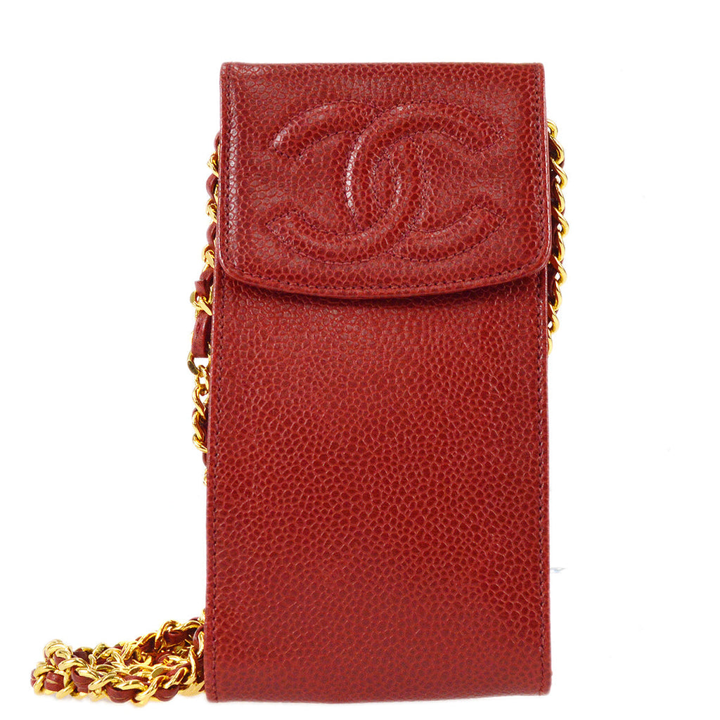 Chanel Shoulder Bag Pochette Red Caviar