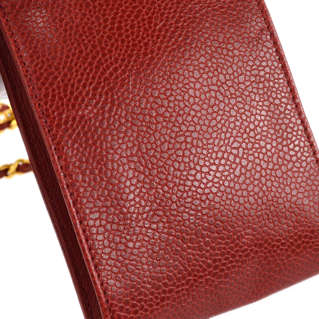 Chanel Shoulder Bag Pochette Red Caviar