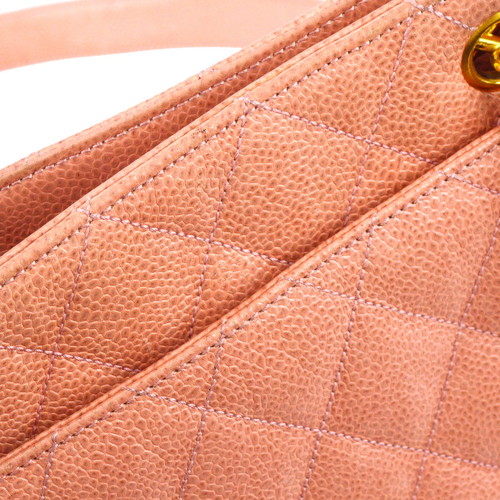 Chanel Chain Shoulder Tote Bag Pink Caviar