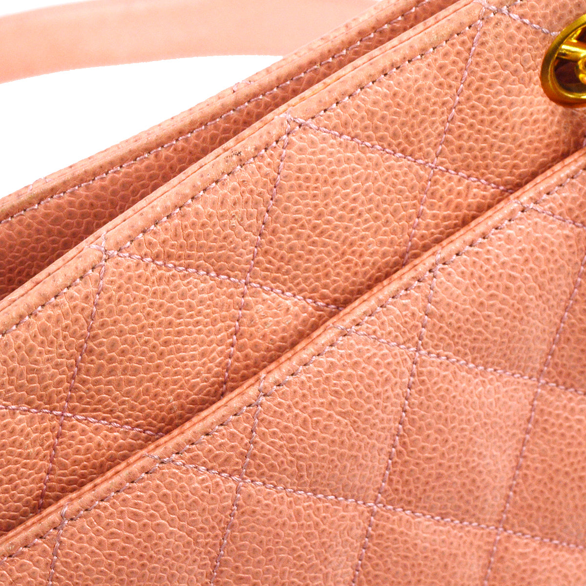 Chanel Chain Shoulder Tote Bag Pink Caviar