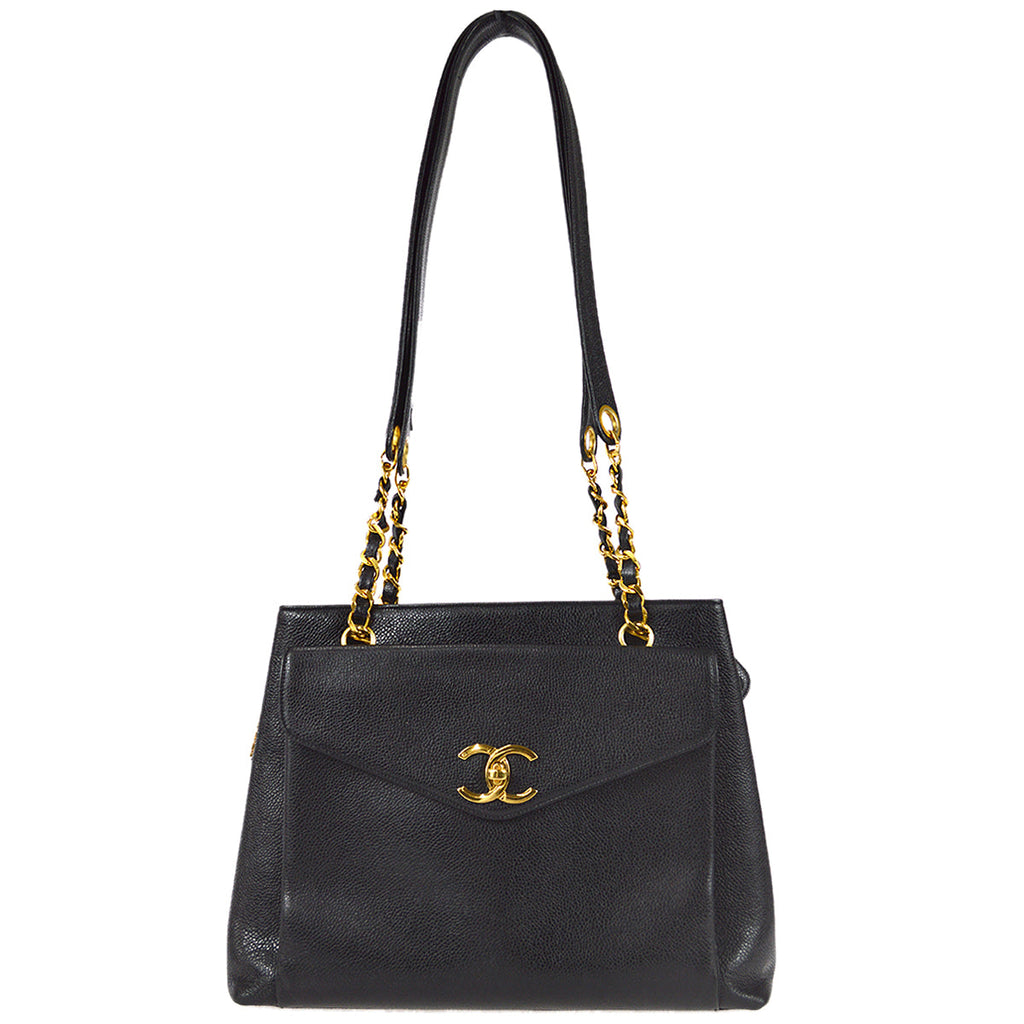 Chanel Shoulder Tote Bag Black Caviar