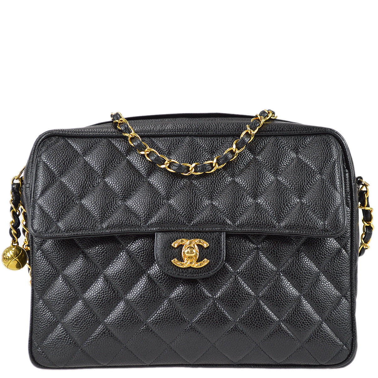 Chanel Single Chain Shoulder Bag Black Caviar